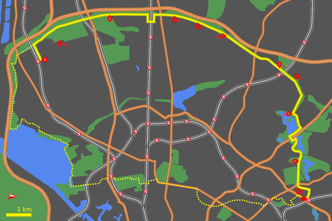 Map for the Vestvolden cycle tour Copenhagen