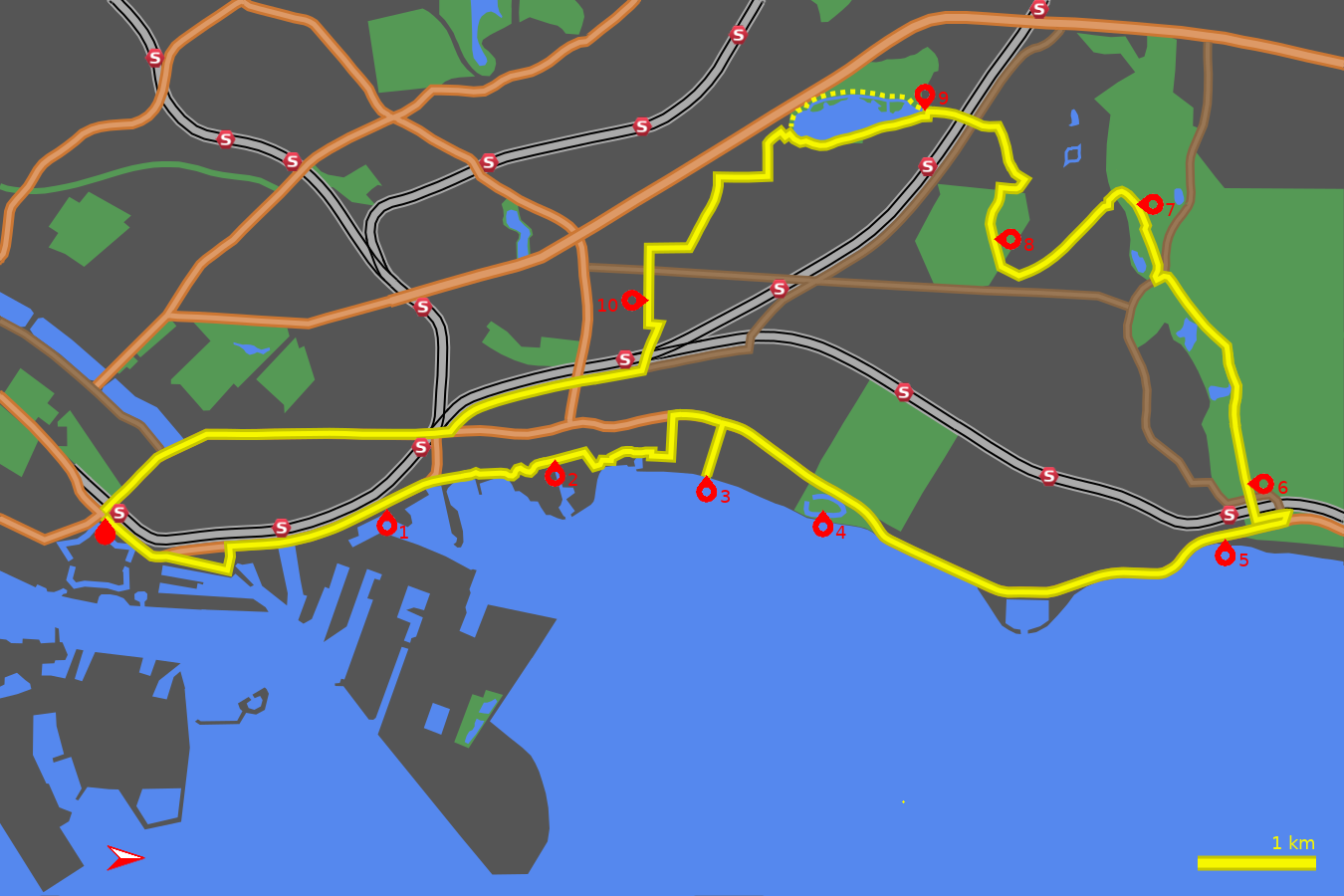 Map for the Gentofte and Dyrehaven cycle tour Copenhagen