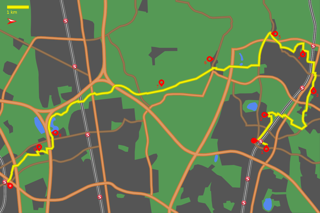 Map for the Kalkmalerier cycle tour Copenhagen